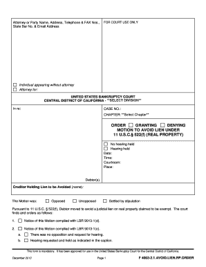 Order Granting or Denying Motion to Avoid Lien