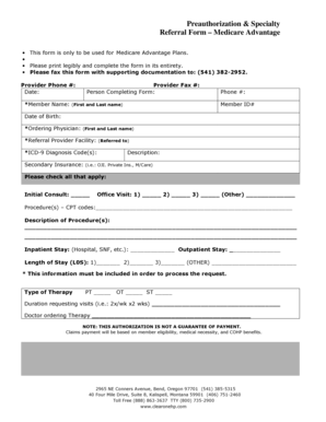 Medicare Advantage Preauthorization Form