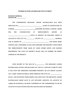 Interim Waiver and Release Upon Payment