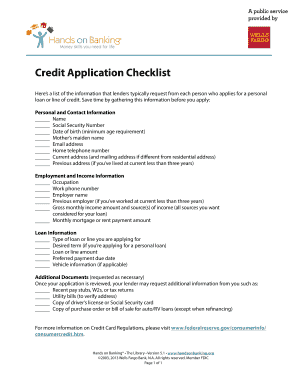 Credit card application checklist