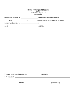 Notice of Change of Directors Form 8