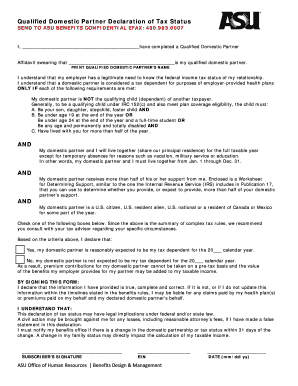 Qualified Domestic Partner Tax Status Declaration