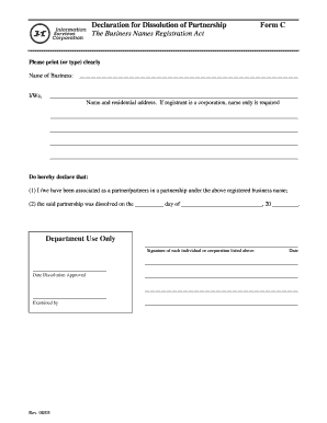 Partnership Dissolution Declaration Form