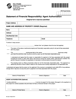 Statement of Financial Responsibility/Agent Authorization
