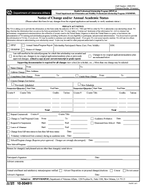 VA Health Professional Scholarship Status Update Form