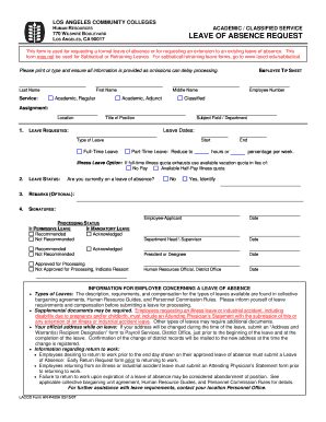 Leave of Absence Request Form