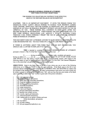 New York Durable General Power of Attorney