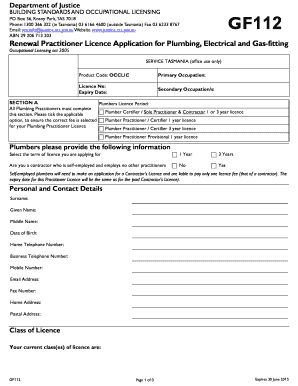 Tasmania Practitioner Licence Application