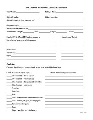 Inventory and Condition Report Form