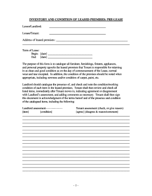 Inventory and Condition of Leased Premises Form
