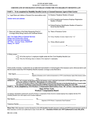 New York Disability Benefits Insurance Certificate