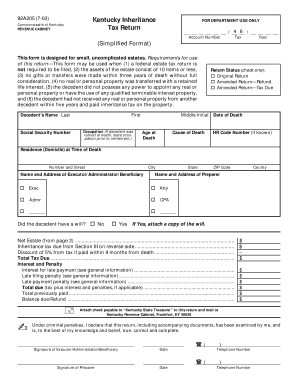Kentucky Inheritance Tax Return