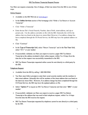 IRS Tax Return Transcript Request