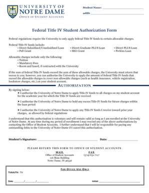 Federal Title IV Student Authorization Form
