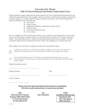 Title IV Federal Financial Aid Authorization Form