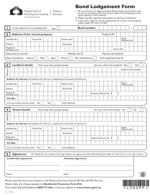 Bond Lodgement Form