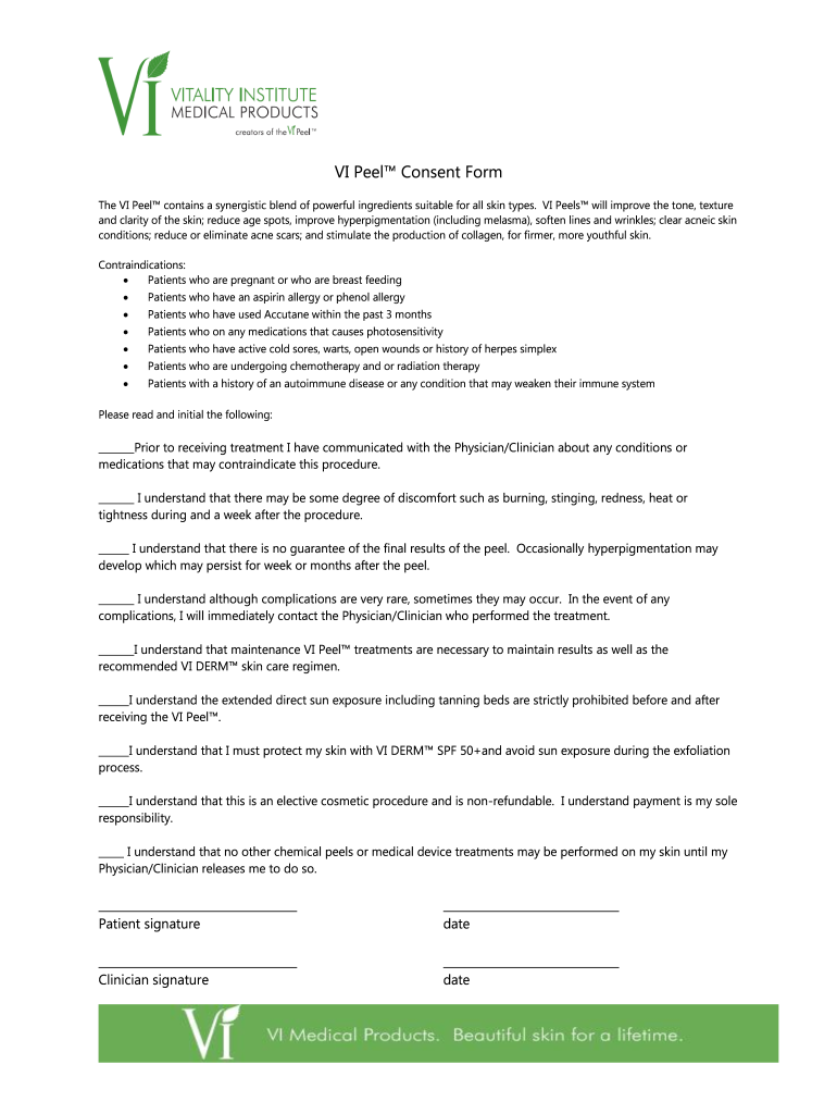 vi peel consent form Preview on Page 1.