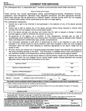 Consent for Mental Health Services