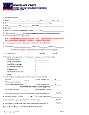 Property & Casualty Insurance Agents E&O Application