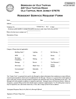 Resident Service Request Form