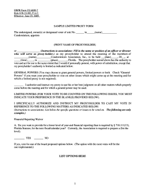 Florida Condominium Limited Proxy Form