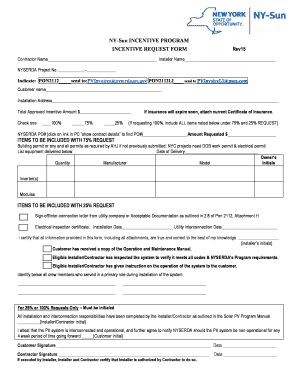 New York Solar Incentive Request Form