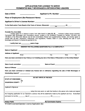 Wisconsin Fermented Malt Beverages License Application