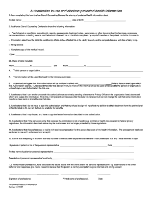 Authorization to Use and Disclose Protected Health Information