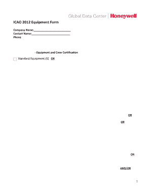 ICAO 2012 Equipment Form
