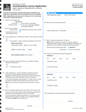 Brisbane Food Business Licence Application