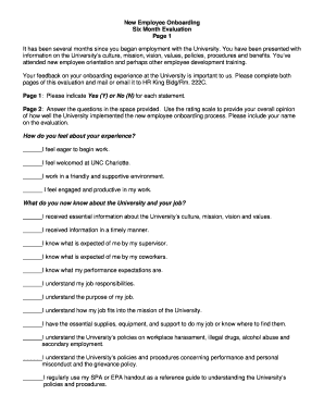 New Employee Onboarding Six Month Evaluation