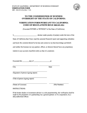 California Verification Form