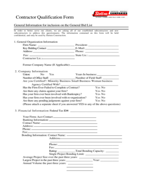 Contractor Qualification Form