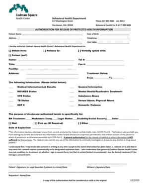 Authorization for Release of Protected Health Information