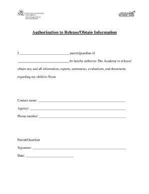 Authorization to Release Obtain Information