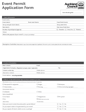 Auckland Event Permit Application Form