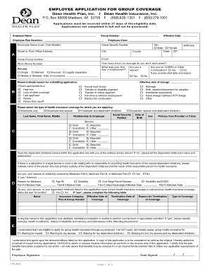 Employee Application for Group Coverage