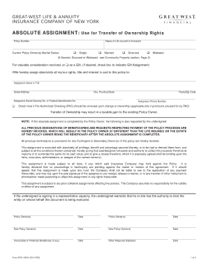 Absolute Assignment Form for Life Insurance