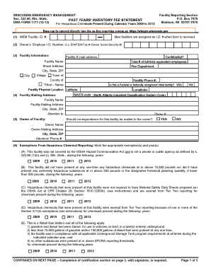 Wisconsin Hazardous Chemical Inventory Fee Statement