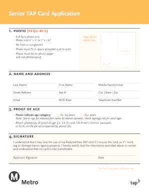 Senior TAP Card Application