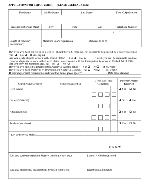 Employment Application Form