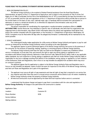 Utility Service Application Form