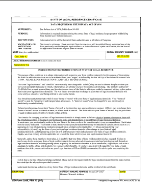 State of Legal Residence Certificate