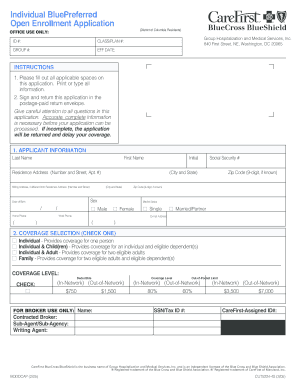CareFirst BlueCross BlueShield Open Enrollment Application
