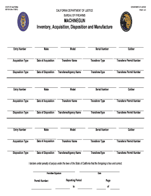 California Machinegun Inventory Form