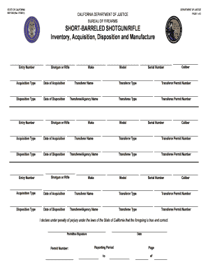 California Short-Barreled Shotgun/Rifle Form