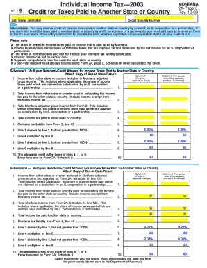 Montana Credit for Taxes Paid to Another State or Country