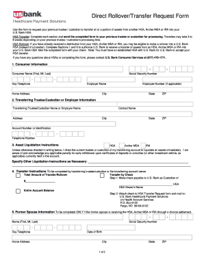 HSA Rollover/Transfer Request Form