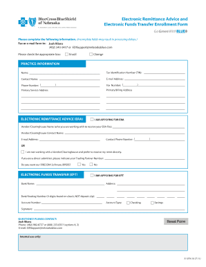 Electronic Remittance Advice and EFT Enrollment Form