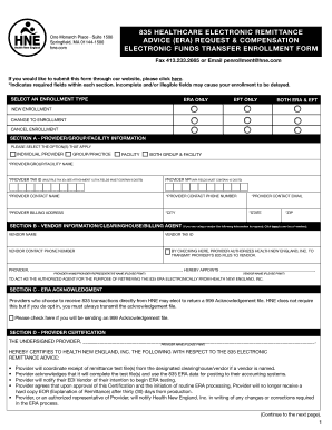 Healthcare 835 ERA EFT Enrollment Form